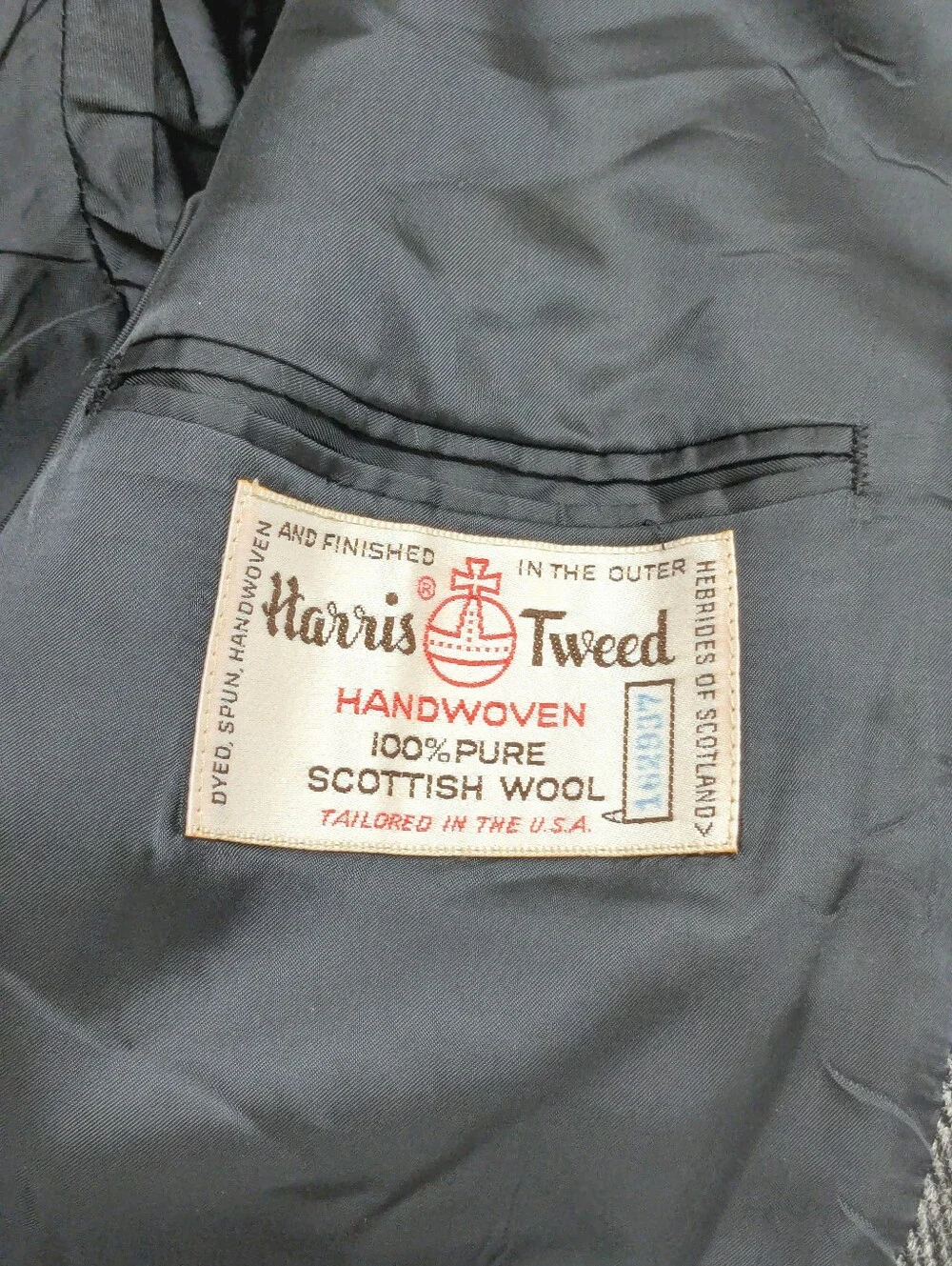 Harris Tweed Lands End Blazer Jacket Men's Size 44R Gray Herringbone Sport Coat